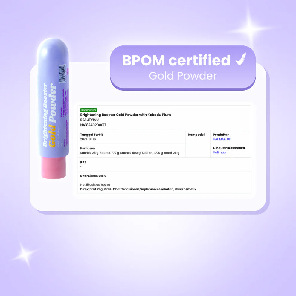 Beautyinu Bright Glow Body Lotion with UV Filter 750ml & Brightening Booster Gold Powder 25gr