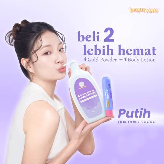 Beautyinu Bright Glow Body Lotion with UV Filter 750ml & Brightening Booster Gold Powder 25gr